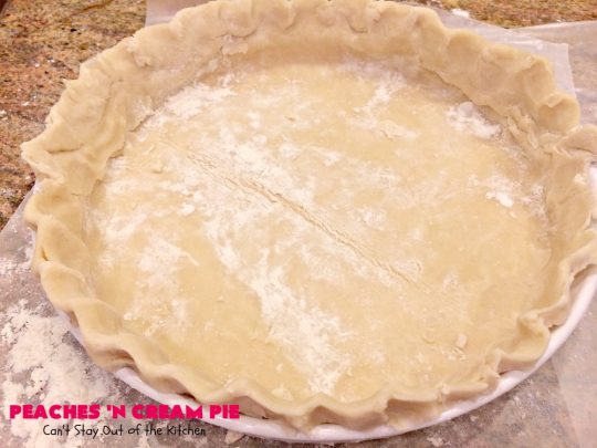 Peaches 'n Cream Pie | Can't Stay Out of the Kitchen | this amazing #peachpie has a yummy #custard filling. Wonderful for a #summer #dessert while fresh #peaches are in season.