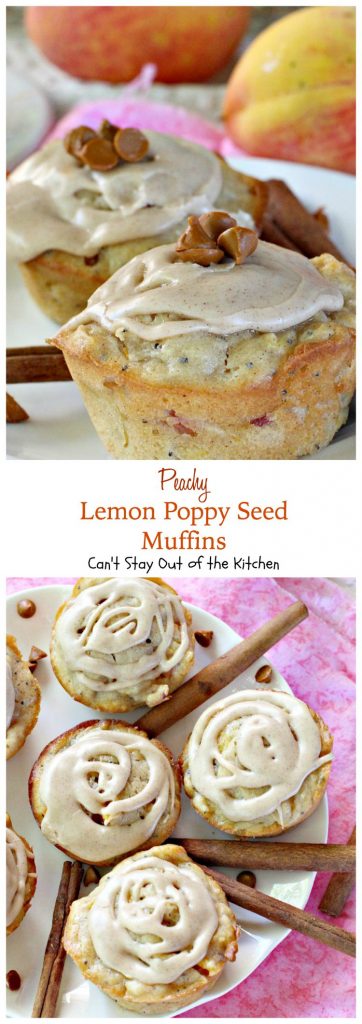 Peachy Lemon Poppy Seed Muffins | Can't Stay Out of the Kitchen