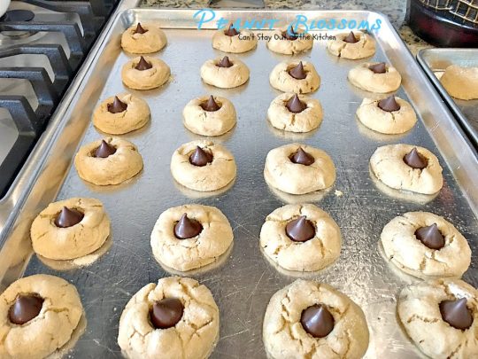 Peanut Blossoms | Can't Stay Out of the Kitchen | fabulous #peanutbutter #cookies are stuffed with a #HersheysKiss and are great for #christmas parties. #dessert #chocolate