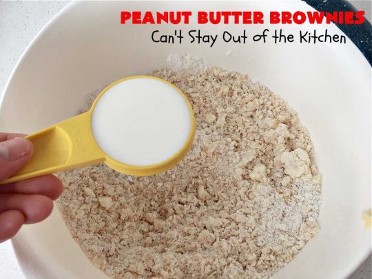 Peanut Butter Brownies | Can't Stay Out of the Kitchen | these luscious #brownies start with a brownie mix & #PeanutButterChips. The #PeanutButter & #CreamCheese Icing is to die for. If you enjoy #chocolate & peanut butter #desserts, you'll love this one. #tailgating #cookies #holiday #HolidayDessert #ChocolateDessert #PeanutButterDessert #ChristmasCookieExchange #PeanutButterBrownies