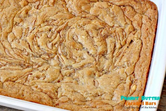 Peanut Butter Caramel Bars | Can't Stay Out of the Kitchen | #peanutbutter & #caramel chips pair together perfectly in this fabulous #brownie. Great option for summer #holidays & potlucks, too. #dessert