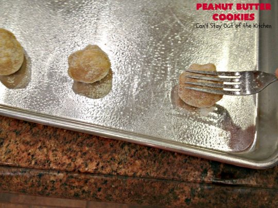 Peanut Butter Cookies | Can't Stay Out of the Kitchen | These are our favorite #PeanutButter #Cookies. We've been making these cookies for over 40 years and this is still our favorite #recipe. Terrific for #Tailgating parties, potlucks, backyard BBQs or #holidays. #PeanutButterCookies #dessert #HolidayDessert #PeanutButterDessert #FavoritePeanutButterCookies