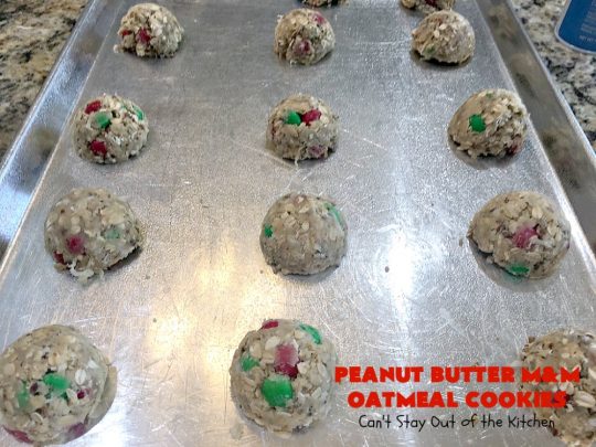 Peanut Butter M&M Oatmeal Cookies | Can't Stay Out of the Kitchen | these fantastic #Oatmeal #Cookies include #coconut #pecans & #PeanutButter #M&Ms. They are so awesome. #Dessert #PeanutButterDessert #OatmealCookie #PeanutButterCookie #Chocolate #tailgating #PeanutButterM&Ms