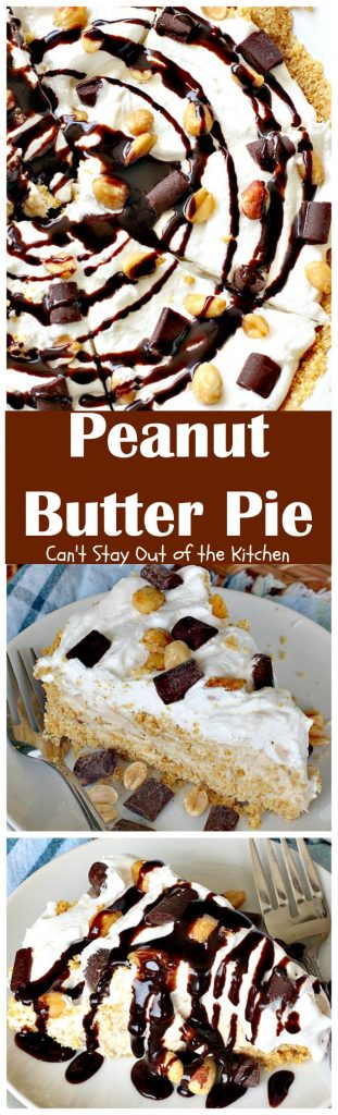 Peanut Butter Pie | Can't Stay Out of the Kitchen | absolutely scrumptious #dessert #pie made with #peanutbutter & cream cheese. #chocolate tops it off making it divine!