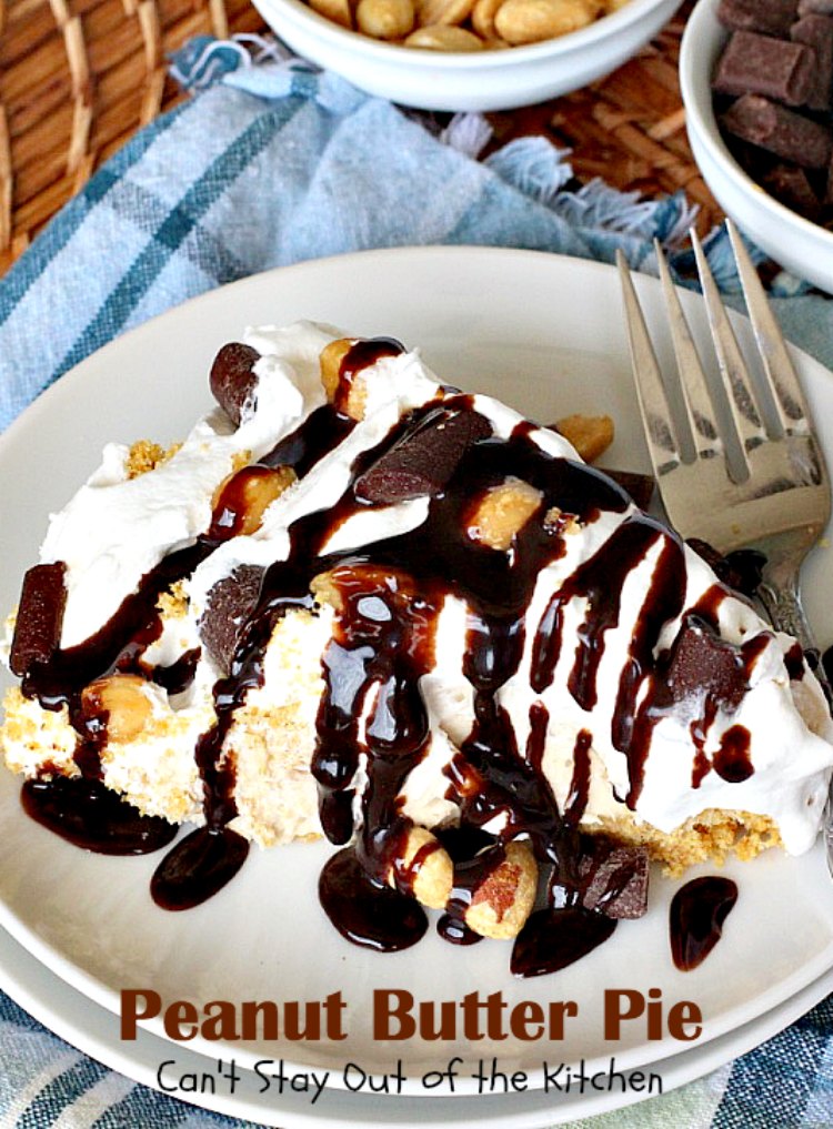 Peanut Butter Pie | Can't Stay Out of the Kitchen | absolutely scrumptious #dessert #pie made with #peanutbutter & cream cheese. #chocolate tops it off making it divine!
