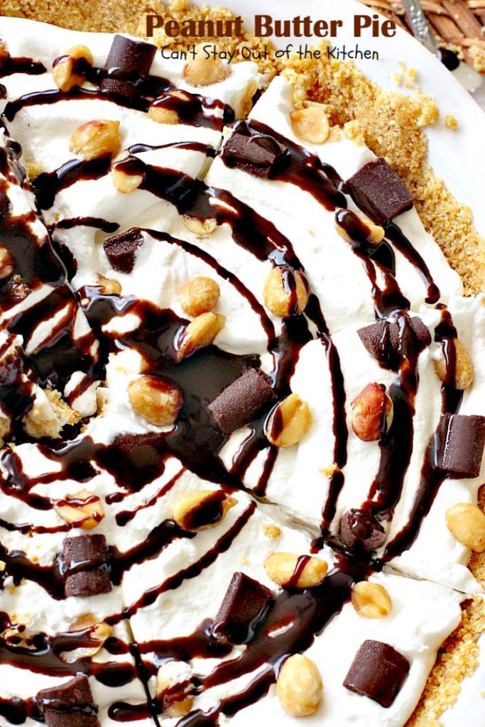 Peanut Butter Pie | Can't Stay Out of the Kitchen | absolutely scrumptious #dessert #pie made with #peanutbutter & cream cheese. #chocolate tops it off making it divine!