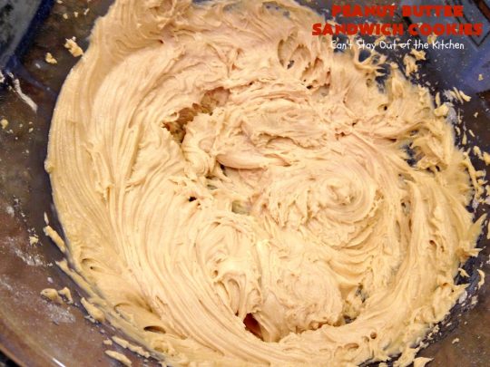 Peanut Butter Sandwich Cookies | Can't Stay Out of the Kitchen | these #cookies are irresistible. They're filled with #PeanutButter plus they have a luscious peanut butter frosting in the middle. They're so mouthwatering you won't be able to stop eating them! Great for #tailgating parties, birthdays or grilling out with friends. #dessert #PeanutButterCookies #PeanutButterSandwichCookies #southern #PeanutButterDessert #FavoritePeanutButterCookies