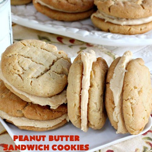 Peanut Butter Sandwich Cookies | Can't Stay Out of the Kitchen | these #cookies are irresistible. They're filled with #PeanutButter plus they have a luscious peanut butter frosting in the middle. They're so mouthwatering you won't be able to stop eating them! Great for #tailgating parties, birthdays or grilling out with friends. #dessert #PeanutButterCookies #PeanutButterSandwichCookies #southern #PeanutButterDessert #FavoritePeanutButterCookies