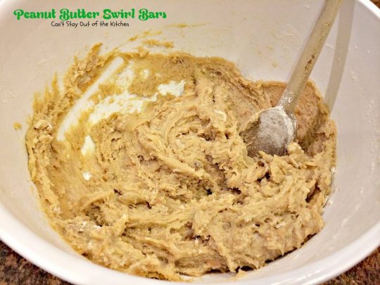 Peanut Butter Swirl Bars | Can't Stay Out of the Kitchen | these amazing #brownies have chunky #peanutbutter and #chocolatechips swirled through the batter. #chocolate #dessert #cookie