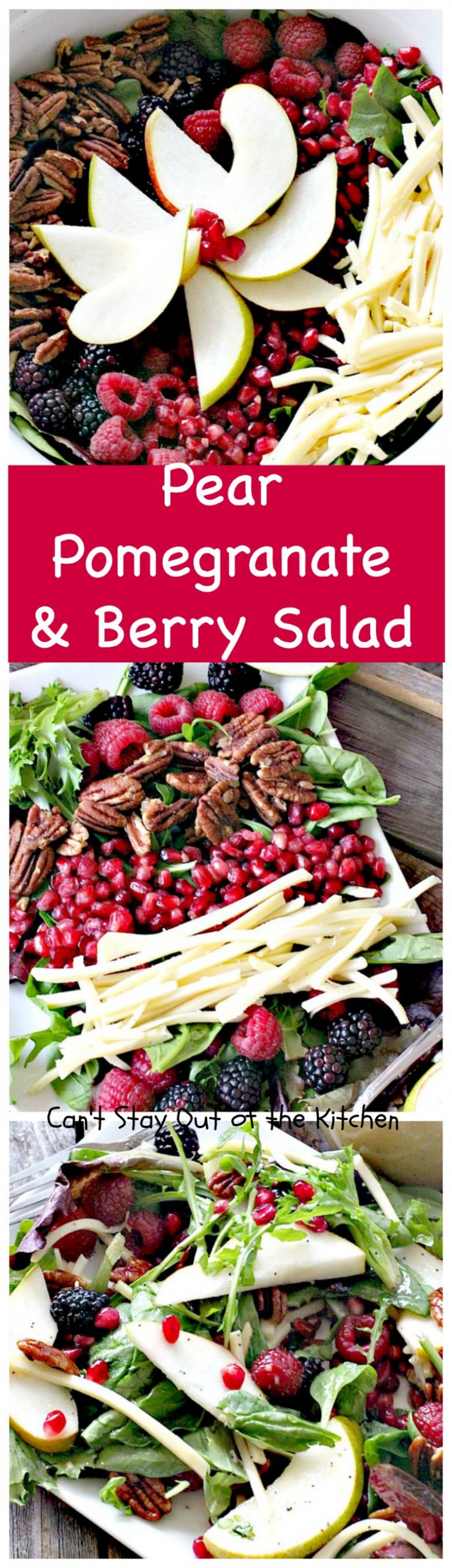 Pear, Pomegranate and Berry Salad | Can't Stay Out of the Kitchen | this fabulous #salad is heavenly! The combination of flavors is amazing. #pears #pomegranates #glutenfree