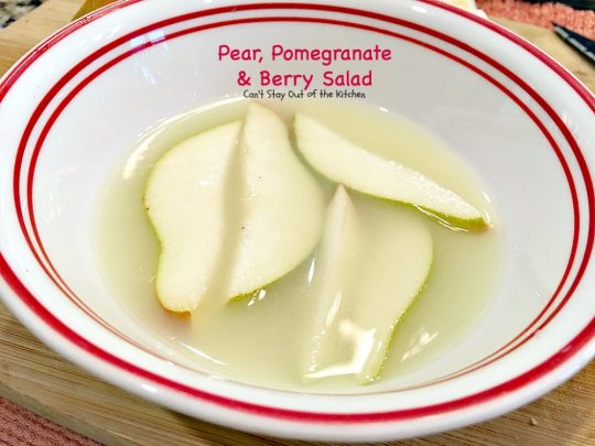 Pear, Pomegranate and Berry Salad | Can't Stay Out of the Kitchen | this fabulous #salad is heavenly! The combination of flavors is amazing. #pears #pomegranates #glutenfree