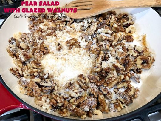Pear Salad with Glazed Walnuts | Can't Stay Out of the Kitchen | this exotic #salad always gets rave reviews whenever I serve it. It's not difficult to make & so delicious. It uses #GlazedWalnuts, #Pears, #FetaCheese & a wonderful homemade #Lemon #Vinaigrette. #GlutenFree #TossedSalad #LemonVinaigrette #TossedSaladWithPears #PearSaladWithGlazedWalnuts #holiday #HolidaySideDish #MothersDay #FathersDay #Thanksgiving