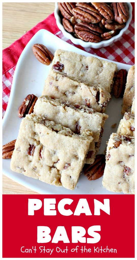 Pecan Bars | Can't Stay Out of the Kitchen | these delightful treats are absolutely dreamy. They'll cure any sweet tooth craving. If you enjoy #pecans you'll rave over this marvelous #cookie. #Holiday #dessert #PecanDessert #HolidayDessert #PecanPie #PecanBars #ChristmasCookieExchange #ValentinesDay