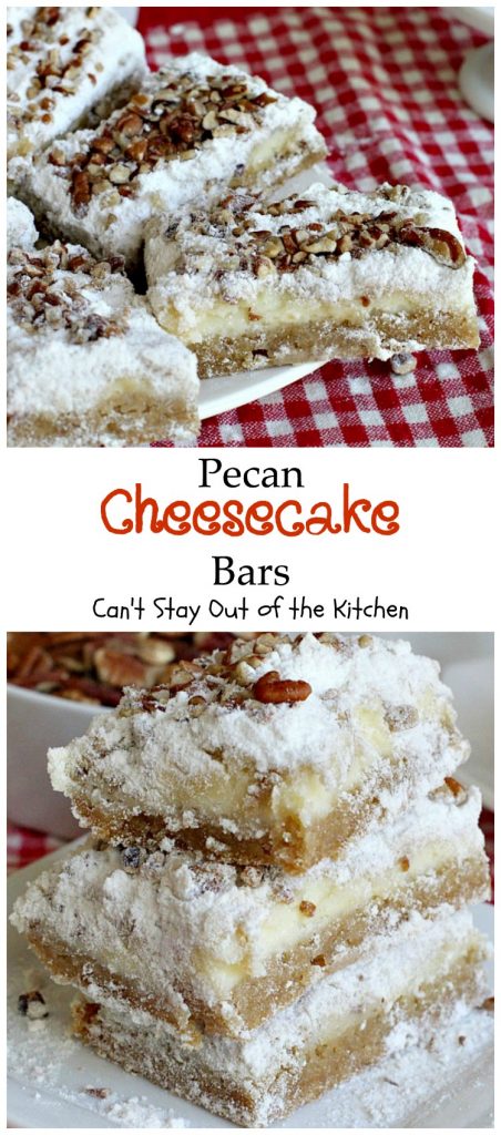 Pecan Cheesecake Bars | Can't Stay Out of the Kitchen | these lovely #pecan #brownies have a wonderful #cheesecake layer that makes them spectacular. #dessert
