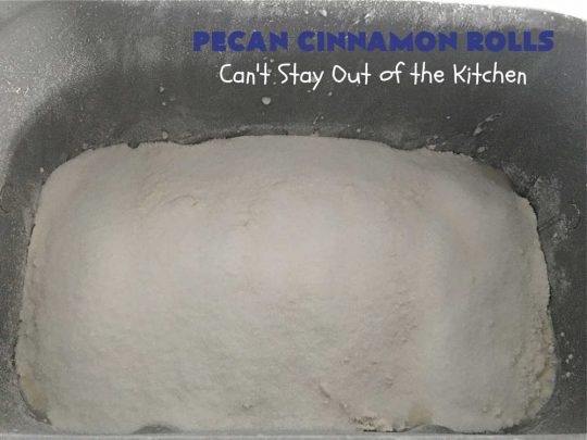 Pecan Cinnamon Rolls | Can't Stay Out of the Kitchen | these delightful #CinnamonRolls are light & fluffy & so easy since they're mixed & raised in the #breadmaker! They have a luscious #ButtercreamFrosting & a #cinnamon & #pecan filling that will make you swoon from the first bite! Great for a #holiday #breakfast like #Thanksgiving or #Christmas. #PecanCinnamonRolls