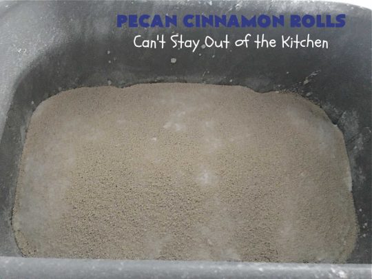 Pecan Cinnamon Rolls | Can't Stay Out of the Kitchen | these delightful #CinnamonRolls are light & fluffy & so easy since they're mixed & raised in the #breadmaker! They have a luscious #ButtercreamFrosting & a #cinnamon & #pecan filling that will make you swoon from the first bite! Great for a #holiday #breakfast like #Thanksgiving or #Christmas. #PecanCinnamonRolls