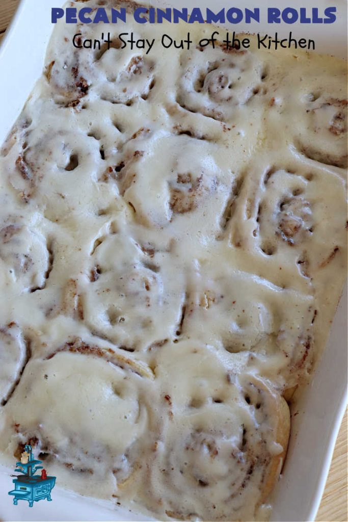 Pecan Cinnamon Rolls | Can't Stay Out of the Kitchen | these delightful #CinnamonRolls are light & fluffy & so easy since they're mixed & raised in the #breadmaker! They have a luscious #ButtercreamFrosting & a #cinnamon & #pecan filling that will make you swoon from the first bite! Great for a #holiday #breakfast like #Thanksgiving or #Christmas. #PecanCinnamonRollsPecan Cinnamon Rolls | Can't Stay Out of the Kitchen | these delightful #CinnamonRolls are light & fluffy & so easy since they're mixed & raised in the #breadmaker! They have a luscious #ButtercreamFrosting & a #cinnamon & #pecan filling that will make you swoon from the first bite! Great for a #holiday #breakfast like #Thanksgiving or #Christmas. #PecanCinnamonRolls