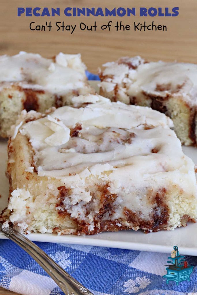 Pecan Cinnamon Rolls | Can't Stay Out of the Kitchen | these delightful #CinnamonRolls are light & fluffy & so easy since they're mixed & raised in the #breadmaker! They have a luscious #ButtercreamFrosting & a #cinnamon & #pecan filling that will make you swoon from the first bite! Great for a #holiday #breakfast like #Thanksgiving or #Christmas. #PecanCinnamonRollsPecan Cinnamon Rolls | Can't Stay Out of the Kitchen | these delightful #CinnamonRolls are light & fluffy & so easy since they're mixed & raised in the #breadmaker! They have a luscious #ButtercreamFrosting & a #cinnamon & #pecan filling that will make you swoon from the first bite! Great for a #holiday #breakfast like #Thanksgiving or #Christmas. #PecanCinnamonRolls