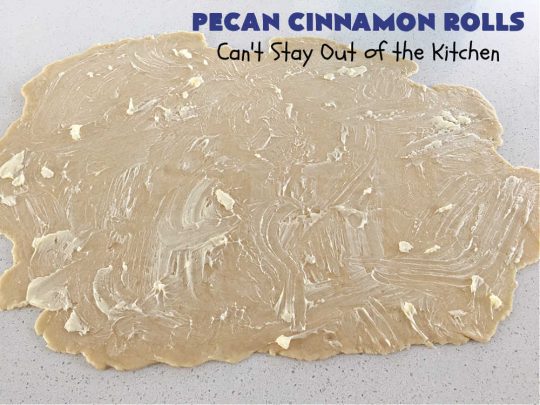 Pecan Cinnamon Rolls | Can't Stay Out of the Kitchen | these delightful #CinnamonRolls are light & fluffy & so easy since they're mixed & raised in the #breadmaker! They have a luscious #ButtercreamFrosting & a #cinnamon & #pecan filling that will make you swoon from the first bite! Great for a #holiday #breakfast like #Thanksgiving or #Christmas. #PecanCinnamonRolls