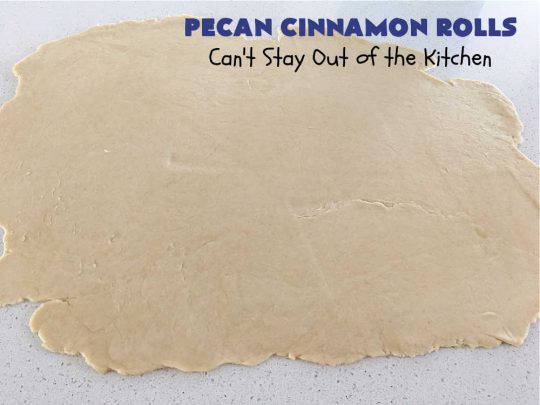 Pecan Cinnamon Rolls | Can't Stay Out of the Kitchen | these delightful #CinnamonRolls are light & fluffy & so easy since they're mixed & raised in the #breadmaker! They have a luscious #ButtercreamFrosting & a #cinnamon & #pecan filling that will make you swoon from the first bite! Great for a #holiday #breakfast like #Thanksgiving or #Christmas. #PecanCinnamonRolls