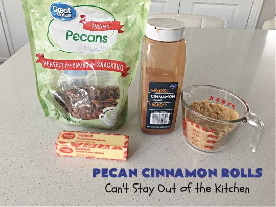 Pecan Cinnamon Rolls | Can't Stay Out of the Kitchen | these delightful #CinnamonRolls are light & fluffy & so easy since they're mixed & raised in the #breadmaker! They have a luscious #ButtercreamFrosting & a #cinnamon & #pecan filling that will make you swoon from the first bite! Great for a #holiday #breakfast like #Thanksgiving or #Christmas. #PecanCinnamonRolls