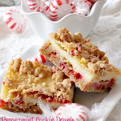 Peppermint Cookie Dough Cheesecake Brownies | Can't Stay Out of the Kitchen | these luscious #brownies are made with #Andes #peppermint baking chips & have a #cheesecake layer in the middle. Fantastic #dessert for the #holidays.