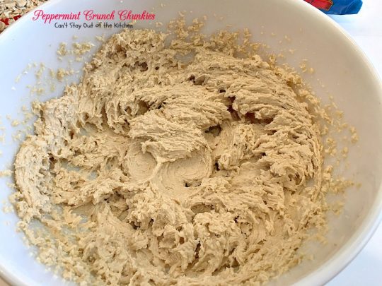 Peppermint Crunch Chunkies | Can't Stay Out of the Kitchen | these lovely oatmeal #cookies are filled with #coconut & #Andes #peppermint baking chips. They make an unbelievably heavenly #Christmas #dessert.