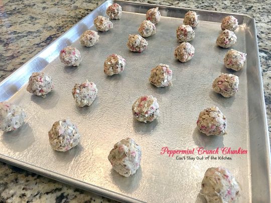 Peppermint Crunch Chunkies | Can't Stay Out of the Kitchen | these lovely oatmeal #cookies are filled with #coconut & #Andes #peppermint baking chips. They make an unbelievably heavenly #Christmas #dessert.