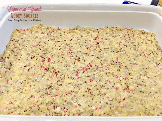 Peppermint Crunch Gooey Squares | Can't Stay Out of the Kitchen | these ooey gooey #cookies are fantastic for the #holidays. They use #Andes #peppermintcrunchbakingchips. If you love #peppermint you'll love this #cheesecake #dessert.