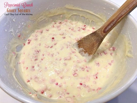 Peppermint Crunch Gooey Squares | Can't Stay Out of the Kitchen | these ooey gooey #cookies are fantastic for the #holidays. They use #Andes #peppermintcrunchbakingchips. If you love #peppermint you'll love this #cheesecake #dessert.