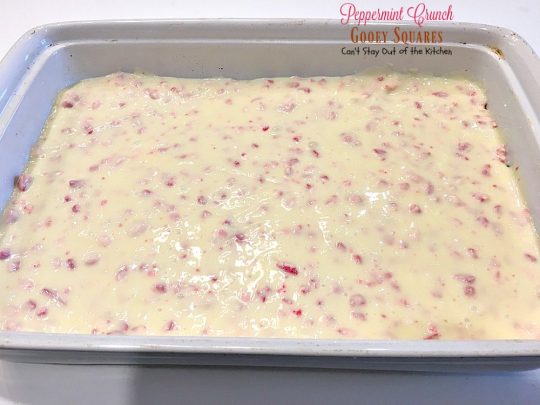 Peppermint Crunch Gooey Squares | Can't Stay Out of the Kitchen | these ooey gooey #cookies are fantastic for the #holidays. They use #Andes #peppermintcrunchbakingchips. If you love #peppermint you'll love this #cheesecake #dessert.
