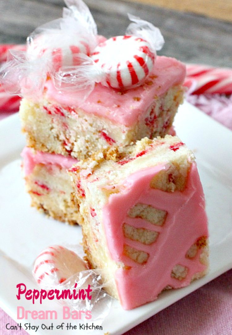 Peppermint Dream Bars | Can't Stay Out of the Kitchen | these spectacular #cookies are based on the #ParadiseCafe #sugarcookie recipe. They include #andes #peppermint baking chips for an explosion of flavor. #dessert