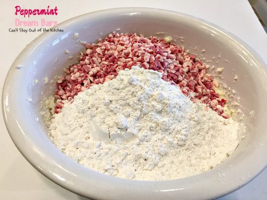 Peppermint Dream Bars | Can't Stay Out of the Kitchen | these spectacular #cookies are based on the #ParadiseCafe #sugarcookie recipe. They include #andes #peppermint baking chips for an explosion of flavor. #dessert