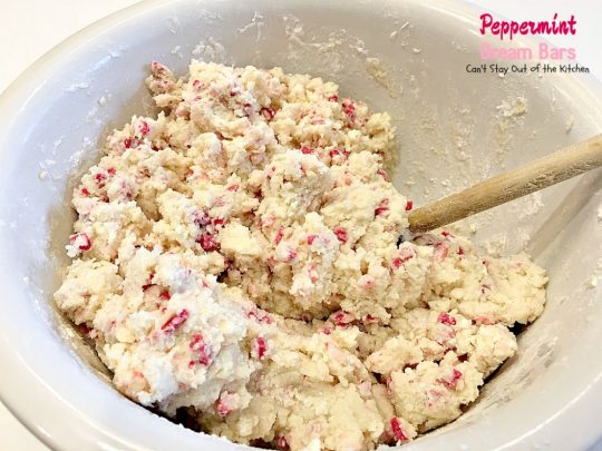 Peppermint Dream Bars | Can't Stay Out of the Kitchen | these spectacular #cookies are based on the #ParadiseCafe #sugarcookie recipe. They include #andes #peppermint baking chips for an explosion of flavor. #dessert