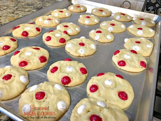 Peppermint M&M Cookies | Can't Stay Out of the Kitchen | these delightful #peppermint #cookies are made with #chocolate and peppermint-flavored #M&M's! Great for #holiday baking. #dessert
