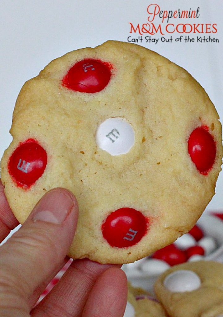Peppermint M&M Cookies | Can't Stay Out of the Kitchen | these delightful #peppermint #cookies are made with #chocolate and peppermint-flavored #M&M's! Great for #holiday baking. #dessert