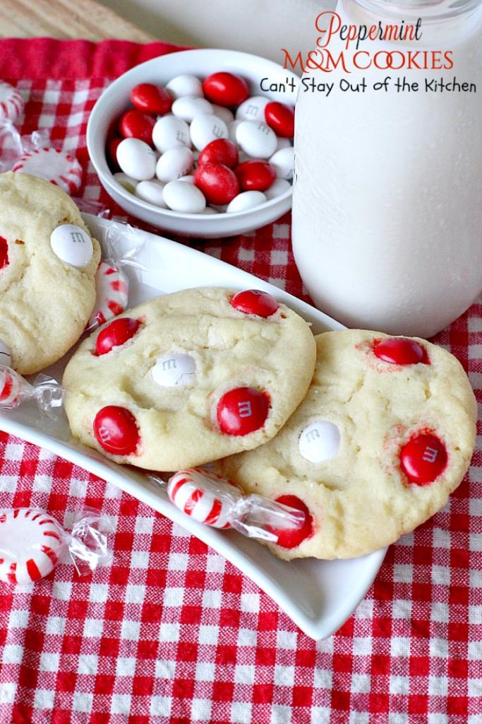 Peppermint M&M Cookies | Can't Stay Out of the Kitchen | these delightful #peppermint #cookies are made with #chocolate and peppermint-flavored #M&M's! Great for #holiday baking. #dessert