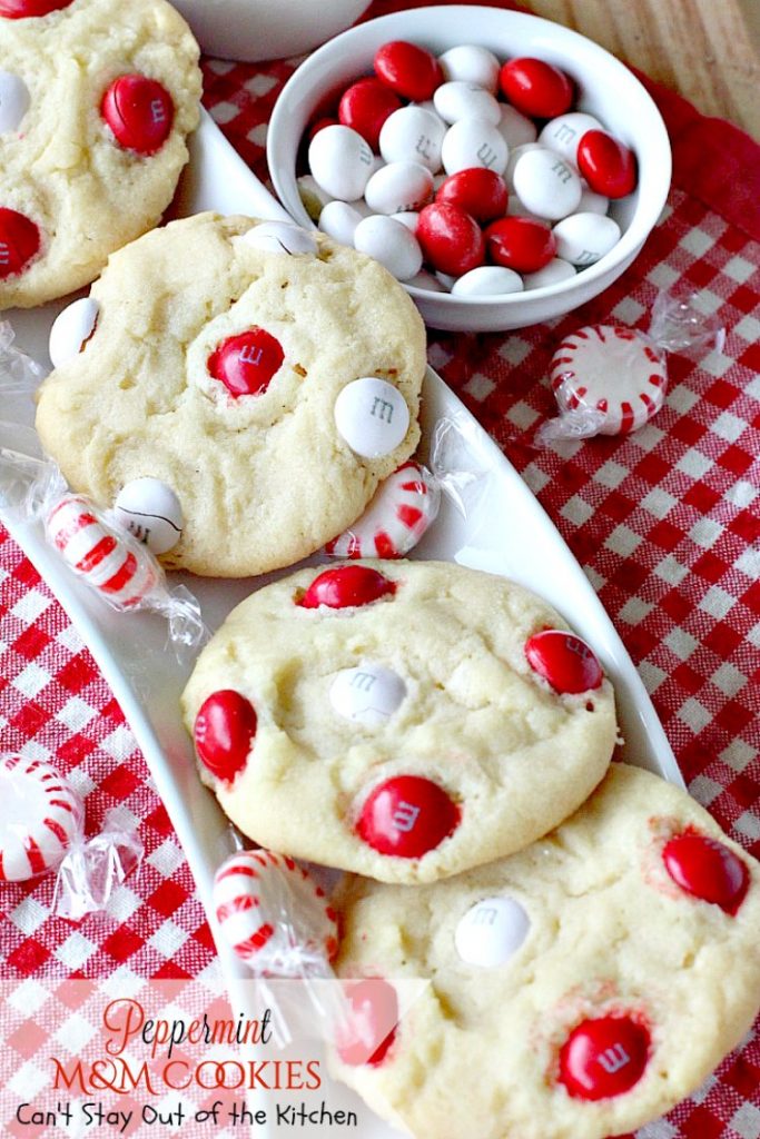 Peppermint M&M Cookies | Can't Stay Out of the Kitchen | these delightful #peppermint #cookies are made with #chocolate and peppermint-flavored #M&M's! Great for #holiday baking. #dessert