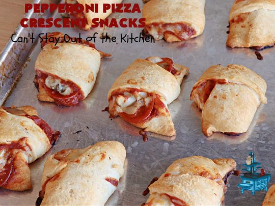 Pepperoni Pizza Crescent Snacks | Can't Stay Out of the Kitchen | fantastic 5-ingredient #GooseberryPatch #recipe is marvelous for #NewYearsEve, #NewYearsDay or #SuperBowl celebrations. This amazing #appetizer will knock your socks off! #pepperoni #pizza #mushrooms #MozzarellaCheese #PepperoniPizza #PepperoniPizzaCrescentSnacks