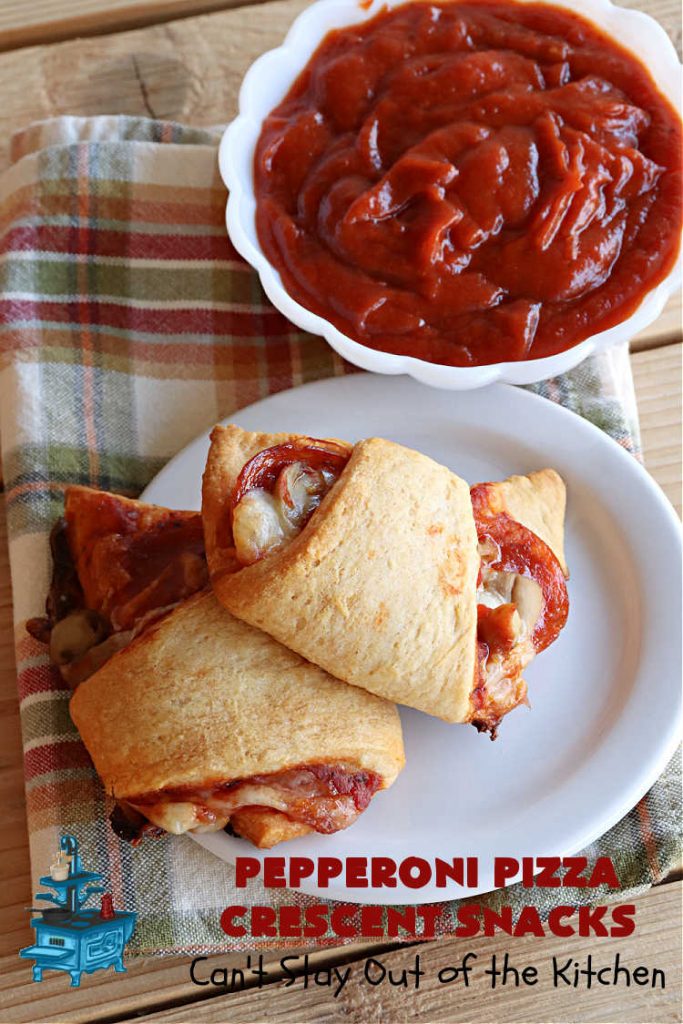 Pepperoni Pizza Crescent Snacks | Can't Stay Out of the Kitchen | fantastic 5-ingredient #GooseberryPatch #recipe is marvelous for #NewYearsEve, #NewYearsDay or #SuperBowl celebrations. This amazing #appetizer will knock your socks off! #pepperoni #pizza #mushrooms #MozzarellaCheese #PepperoniPizza #PepperoniPizzaCrescentSnacks
