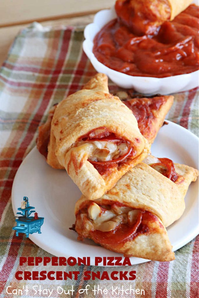 Pepperoni Pizza Crescent Snacks | Can't Stay Out of the Kitchen | fantastic 5-ingredient #GooseberryPatch #recipe is marvelous for #NewYearsEve, #NewYearsDay or #SuperBowl celebrations. This amazing #appetizer will knock your socks off! #pepperoni #pizza #mushrooms #MozzarellaCheese #PepperoniPizza #PepperoniPizzaCrescentSnacks