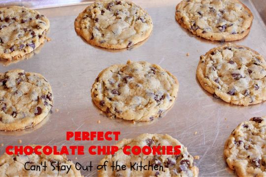 Perfect Chocolate Chip Cookies | Can't Stay Out of the Kitchen | These amazing #ChocolateChipCookies have the perfect blend of ingredients. Plus, they're loaded with #ChocolateChips as well as mini #chocolate chips! Every bite will have you drooling. If you're a Chocolate Chip #Cookie addict, you'll want this #recipe! #dessert #tailgating #holiday #HolidayDessert #HolidayBaking #ChristmasCookieExchange #BestChocolateChipCookies #PerfectChocolateChipCookies