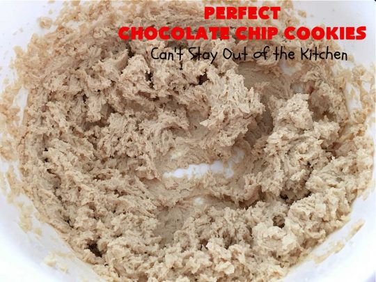 Perfect Chocolate Chip Cookies | Can't Stay Out of the Kitchen | These amazing #ChocolateChipCookies have the perfect blend of ingredients. Plus, they're loaded with #ChocolateChips as well as mini #chocolate chips! Every bite will have you drooling. If you're a Chocolate Chip #Cookie addict, you'll want this #recipe! #dessert #tailgating #holiday #HolidayDessert #HolidayBaking #ChristmasCookieExchange #BestChocolateChipCookies #PerfectChocolateChipCookies
