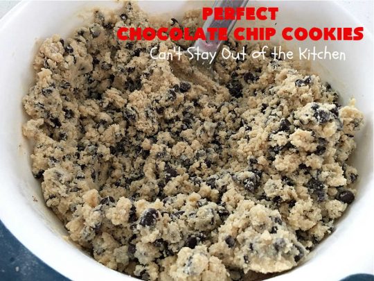 Perfect Chocolate Chip Cookies | Can't Stay Out of the Kitchen | These amazing #ChocolateChipCookies have the perfect blend of ingredients. Plus, they're loaded with #ChocolateChips as well as mini #chocolate chips! Every bite will have you drooling. If you're a Chocolate Chip #Cookie addict, you'll want this #recipe! #dessert #tailgating #holiday #HolidayDessert #HolidayBaking #ChristmasCookieExchange #BestChocolateChipCookies #PerfectChocolateChipCookies