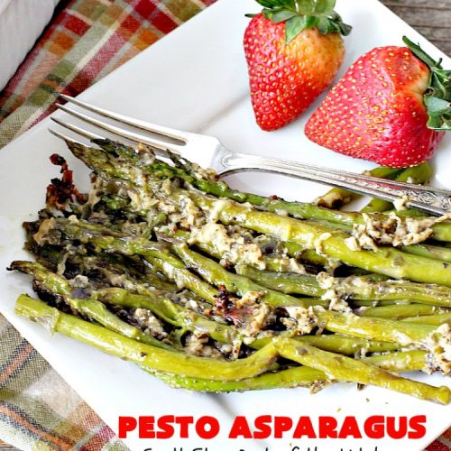 Pesto Asparagus | Can't Stay Out of the Kitchen | fabulous 3-ingredient side dish that's perfect for #holiday menus. So easy & a great way to serve #asparagus. #glutenfree #parmesancheese