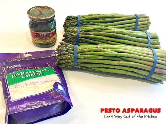 Pesto Asparagus | Can't Stay Out of the Kitchen | fabulous 3-ingredient side dish that's perfect for #holiday menus. So easy & a great way to serve #asparagus. #glutenfree #parmesancheese