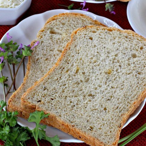 Pesto Bread | Can't Stay Out of the Kitchen | this tasty #HomemadeBread is heavenly. It has the flavors of #Pesto with #basil, #OliveOil, #ParmesanCheese & parsley. Plus, it's so easy to make since it's made in the #breadmaker. Terrific for #holiday or company menus. But it's a great dinner #bread to serve any time. #Thanksgiving #Christmas #Easter #Italian #ItalianDinnerBread