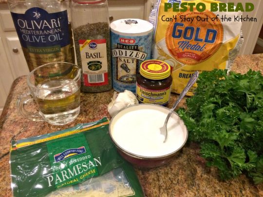 Pesto Bread | Can't Stay Out of the Kitchen | this tasty #HomemadeBread is heavenly. It has the flavors of #Pesto with #basil, #OliveOil, #ParmesanCheese & parsley. Plus, it's so easy to make since it's made in the #breadmaker. Terrific for #holiday or company menus. But it's a great dinner #bread to serve any time. #Thanksgiving #Christmas #Easter #Italian #ItalianDinnerBread