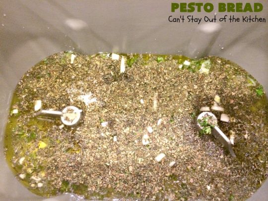 Pesto Bread | Can't Stay Out of the Kitchen | this tasty #HomemadeBread is heavenly. It has the flavors of #Pesto with #basil, #OliveOil, #ParmesanCheese & parsley. Plus, it's so easy to make since it's made in the #breadmaker. Terrific for #holiday or company menus. But it's a great dinner #bread to serve any time. #Thanksgiving #Christmas #Easter #Italian #ItalianDinnerBread