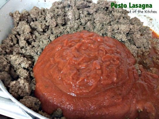 Pesto Lasagna | Can't Stay Out of the Kitchen | this amazing #lasagna is one of the BEST you'll ever eat! It uses oven-ready #noodles which makes it a lot easier to assemble. #pasta #pesto